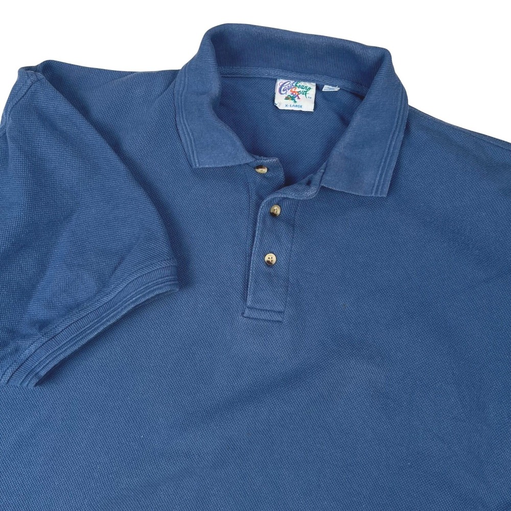 Caribbean Soul Mens XL Blue Short Sleeve Pique Polo Shirt Solid Casual 388